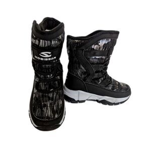Kids Hobibear Faux Fur Winter Black and White Snow Rain Boots Size 11.5